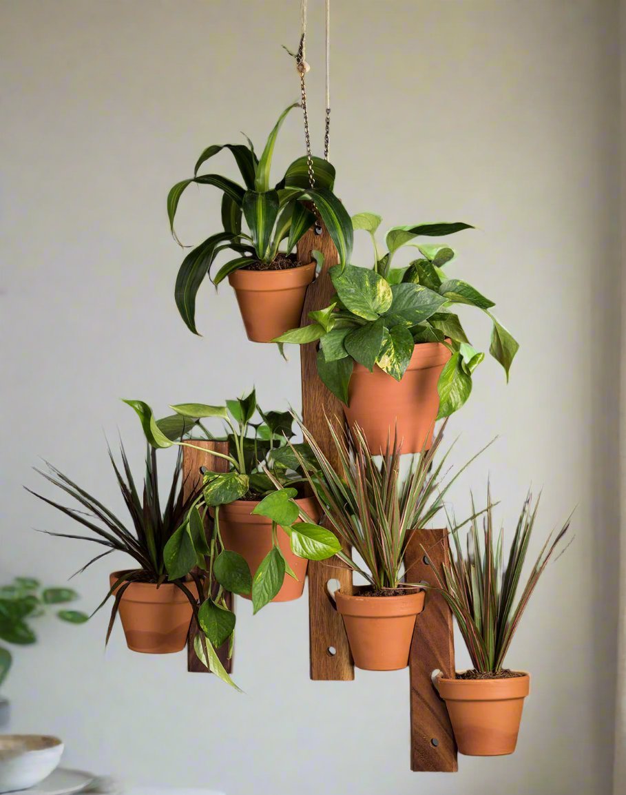 6 Pot Hanging Plant Holder - 3 piece set - Clever Home Goods